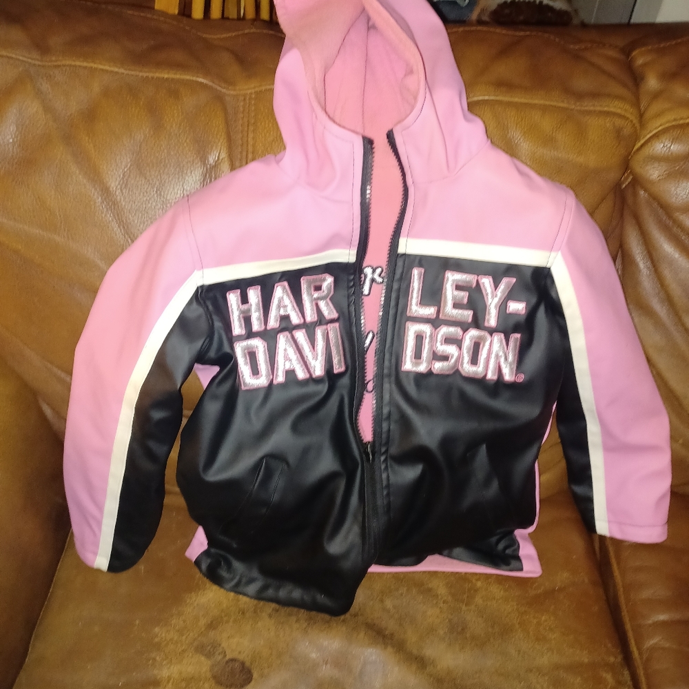 Harley Davidson Little Girls' Emroidered Reversable Fleece Jacket